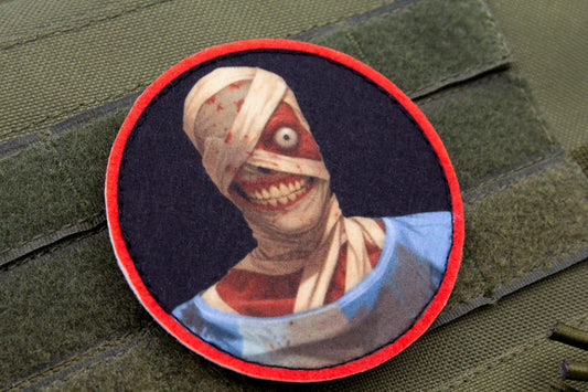 Curly Mouthwashing hook and loop morale patch