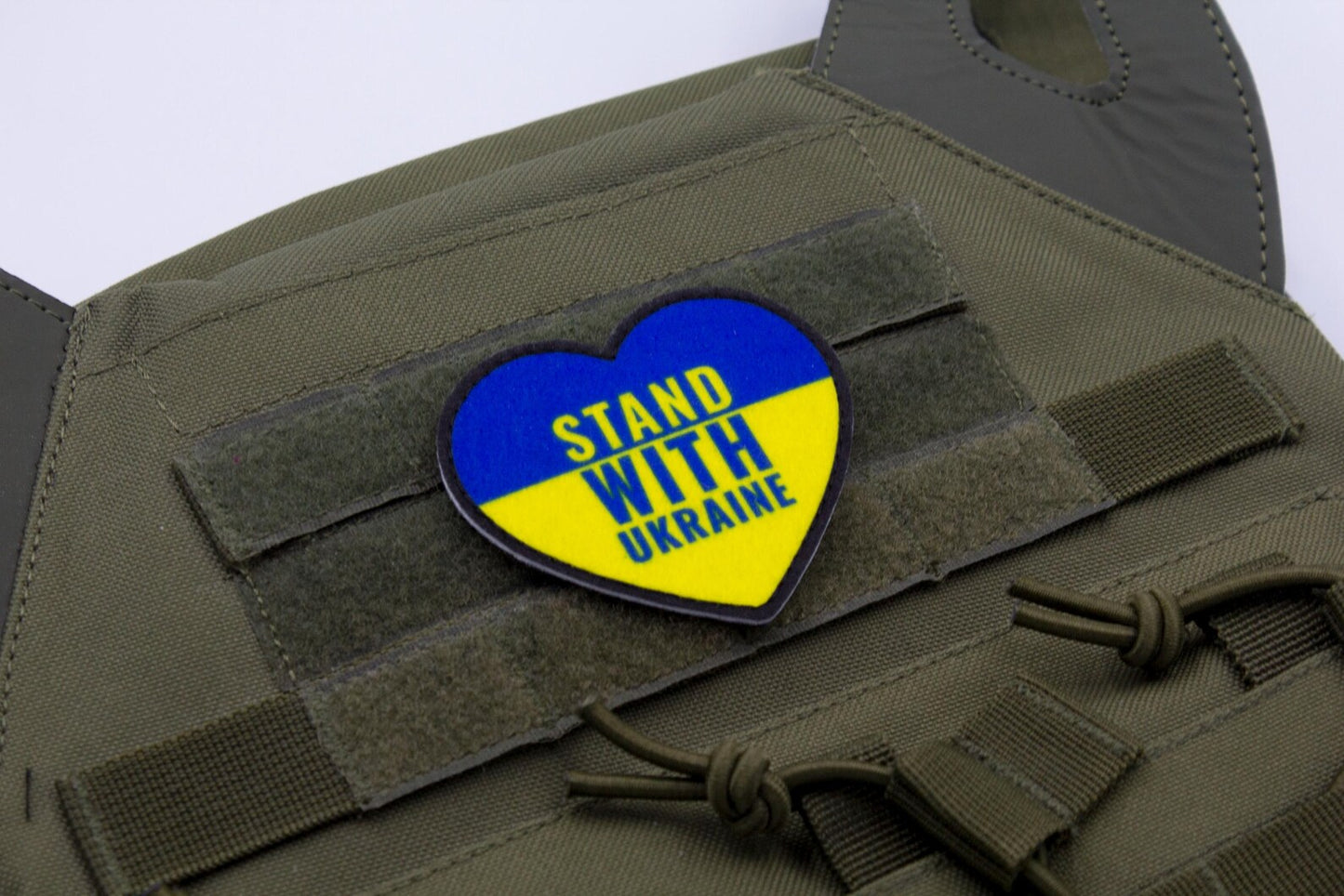 Stand with Ukraine Heart hook and loop patch