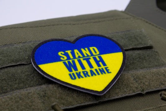Stand with Ukraine Heart hook and loop patch