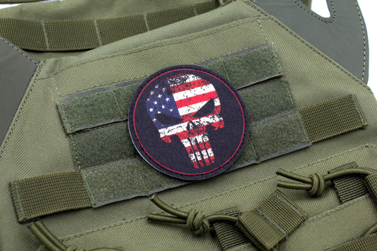 America flag Skull hook and loop morale patch