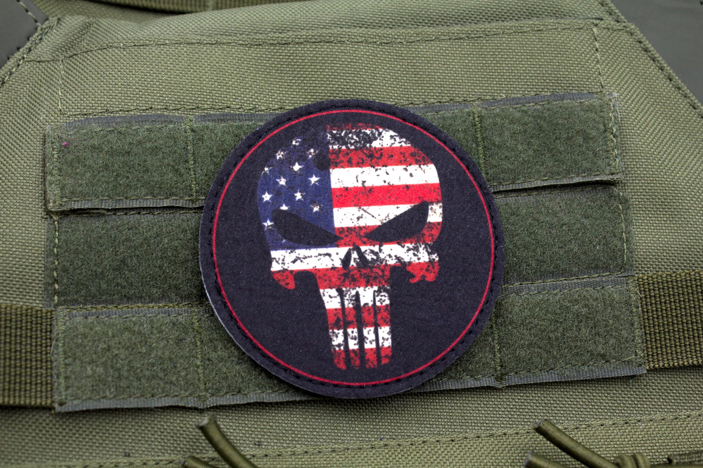 America flag Skull hook and loop morale patch