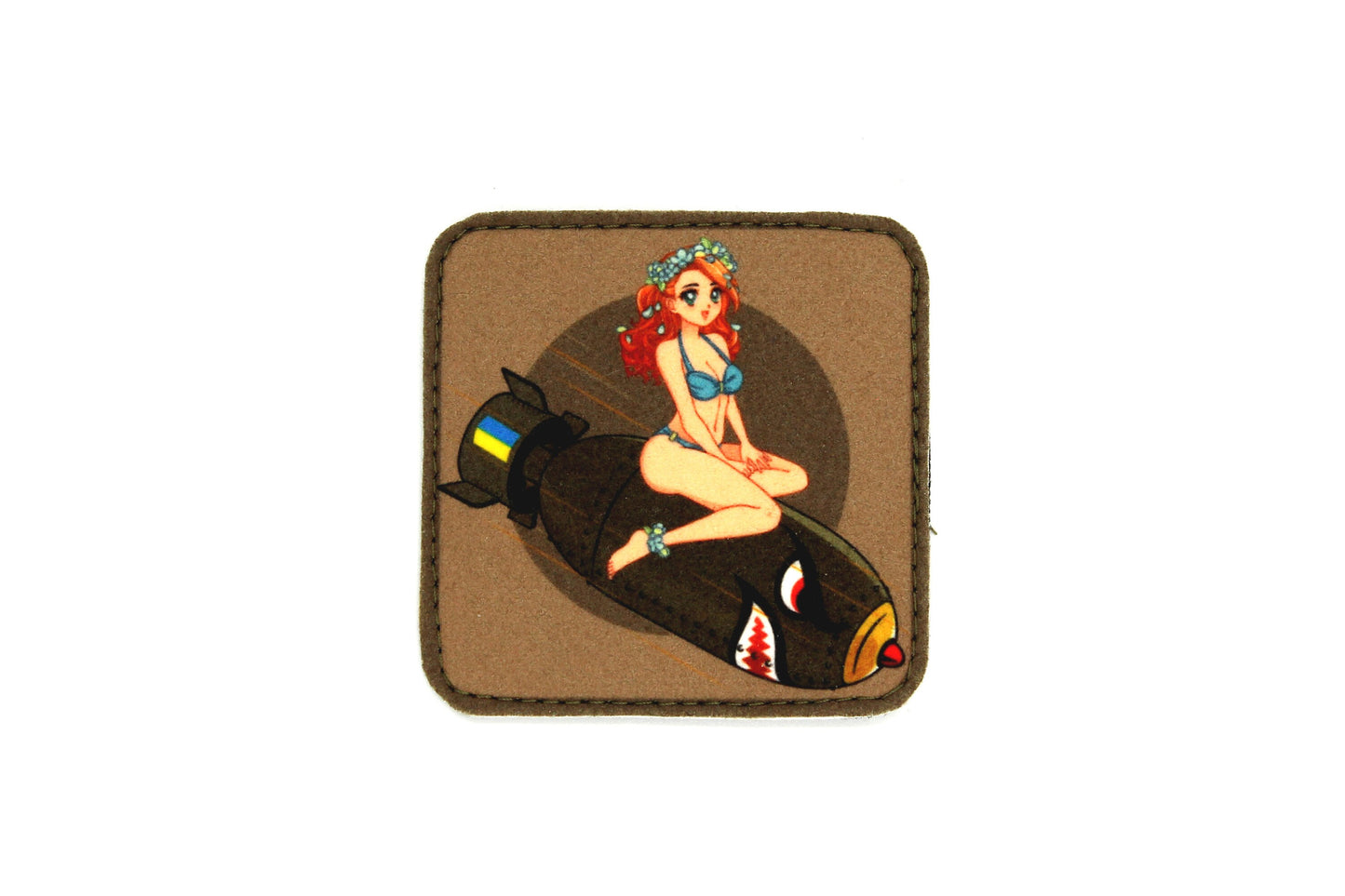Pin up anime girl on bomb military hook and loop patch