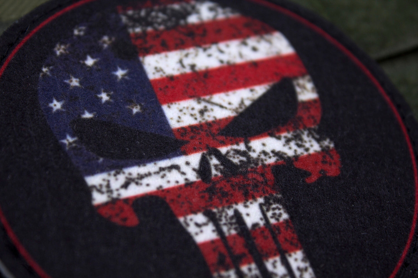 America flag Skull hook and loop morale patch