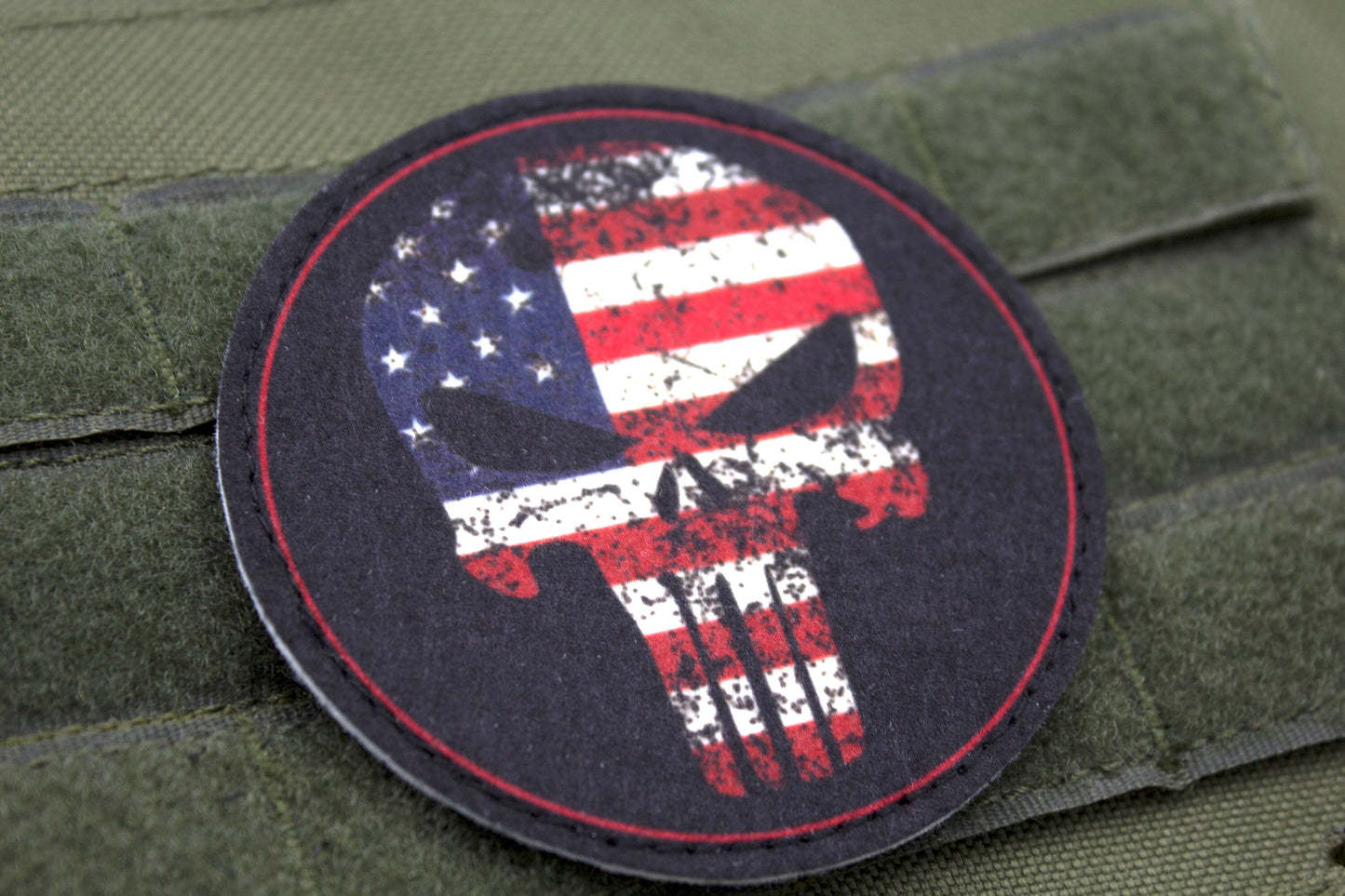 America flag Skull hook and loop morale patch