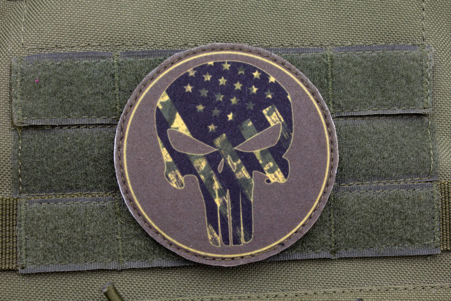American flag Skull hook and loop morale patch