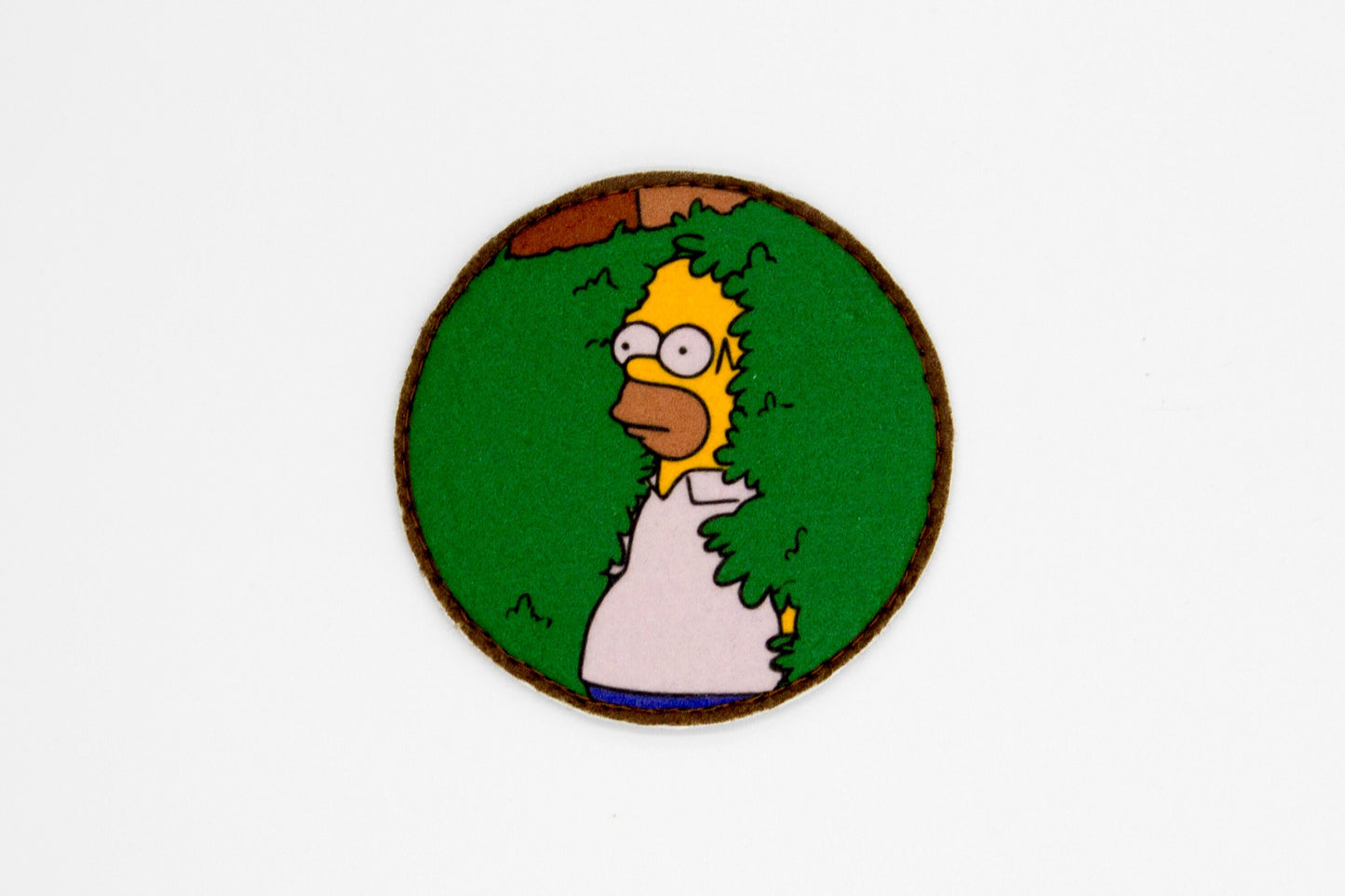 Homer Simpson hiding in bush hook and loop morale patch