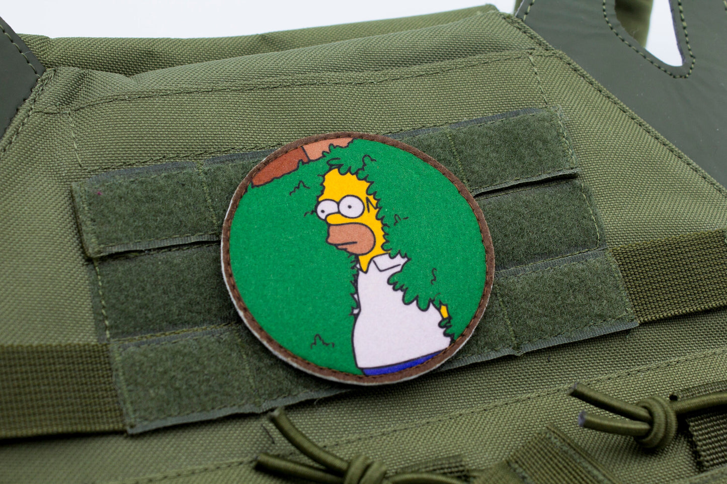 Homer Simpson hiding in bush hook and loop morale patch