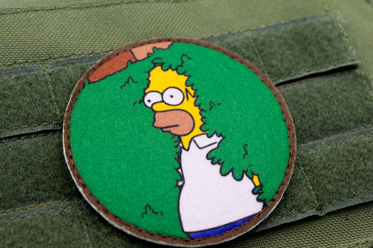 Homer Simpson hiding in bush hook and loop morale patch
