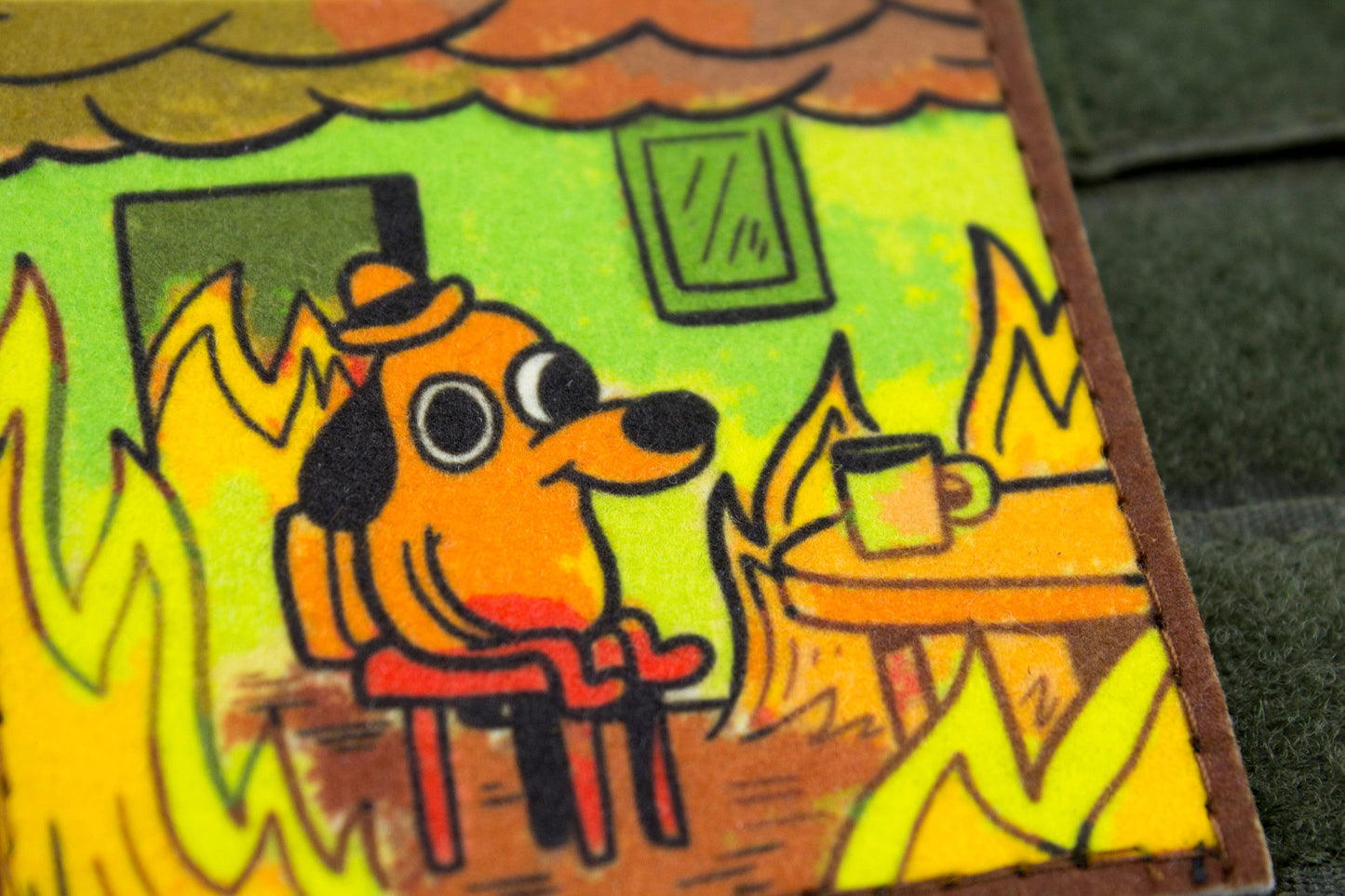 This is Fine Meme dog hook and loop morale patch