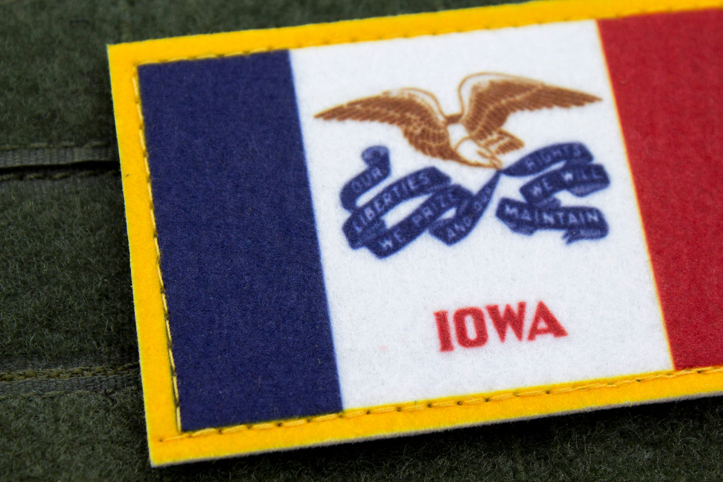 Iowa flag patriotic hook and loop patch