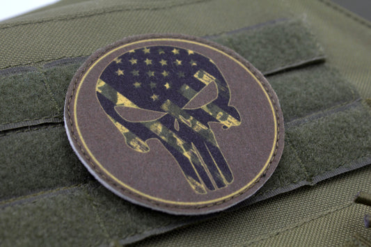 American flag Skull hook and loop morale patch