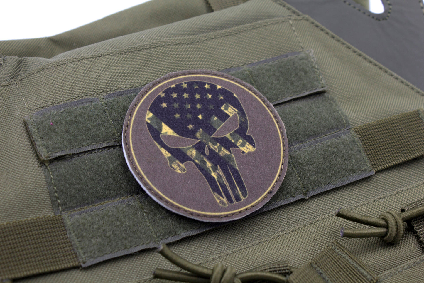 American flag Skull hook and loop morale patch
