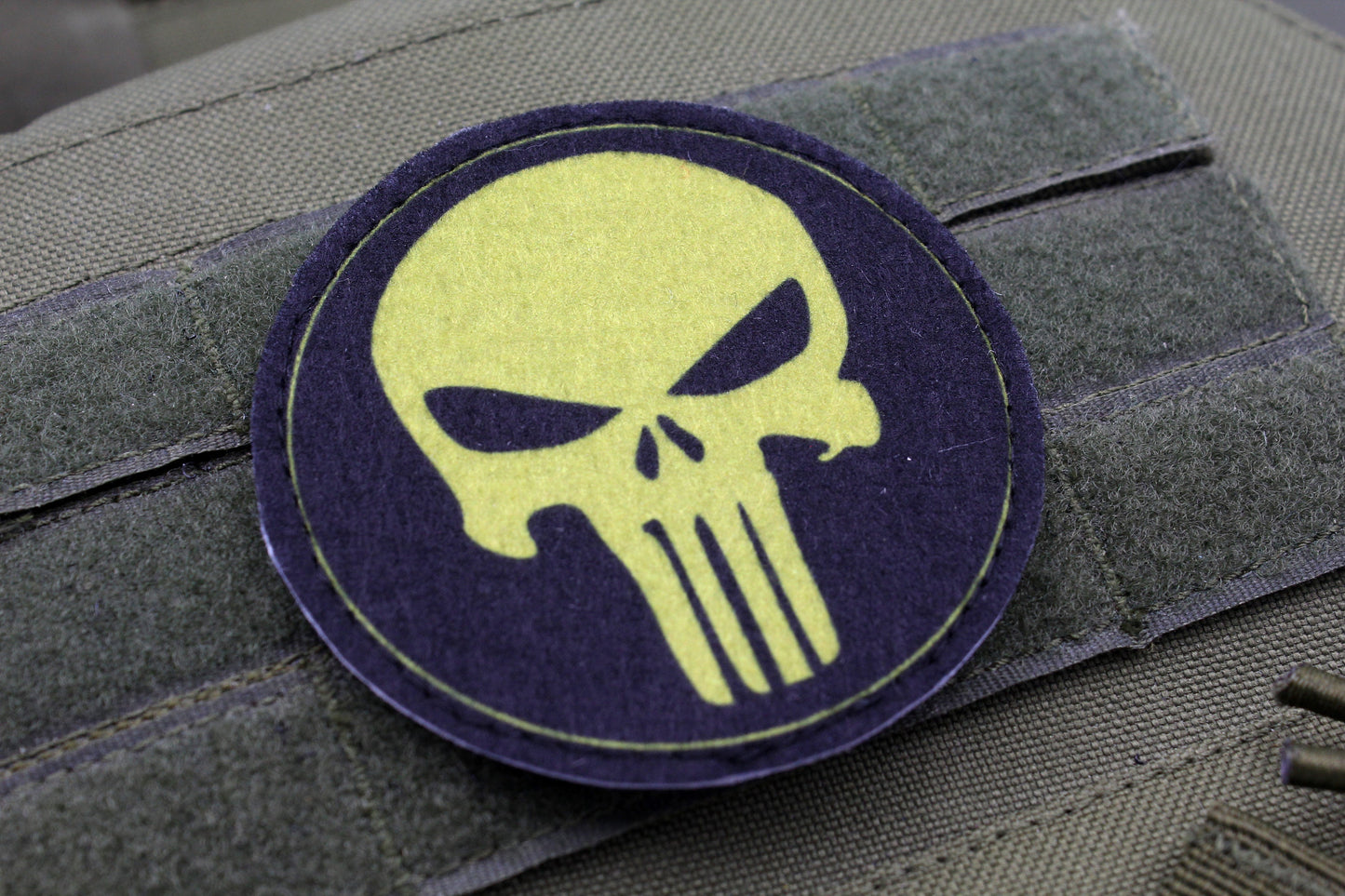 Green Skull hook and loop morale patch