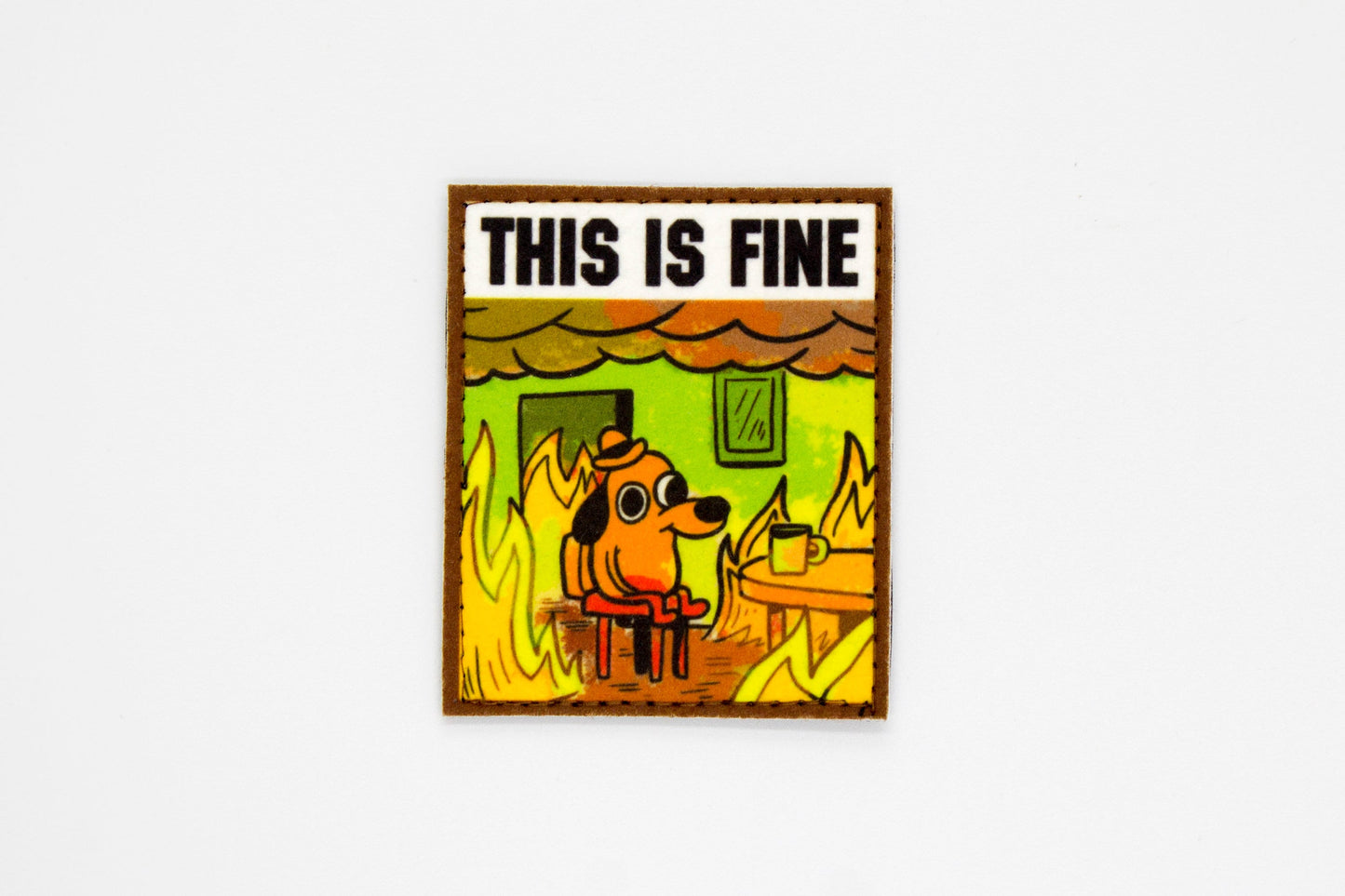 This is Fine Meme dog hook and loop morale patch