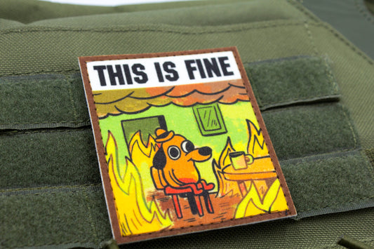 This is Fine Meme dog hook and loop morale patch