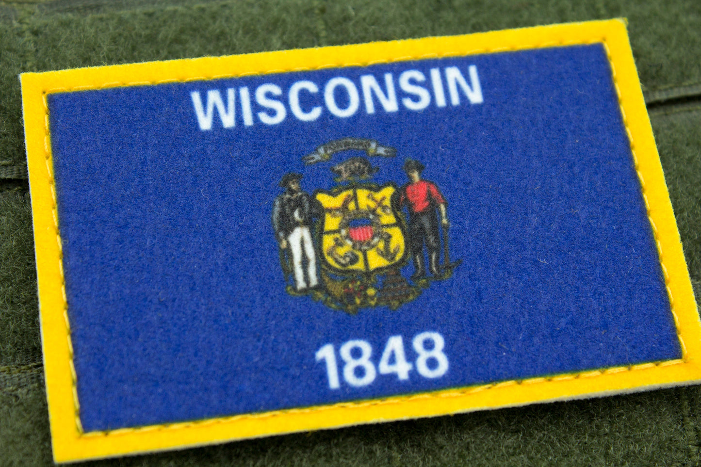 Wisconsin flag patriotic hook and loop patch