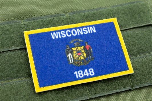 Wisconsin flag patriotic hook and loop patch