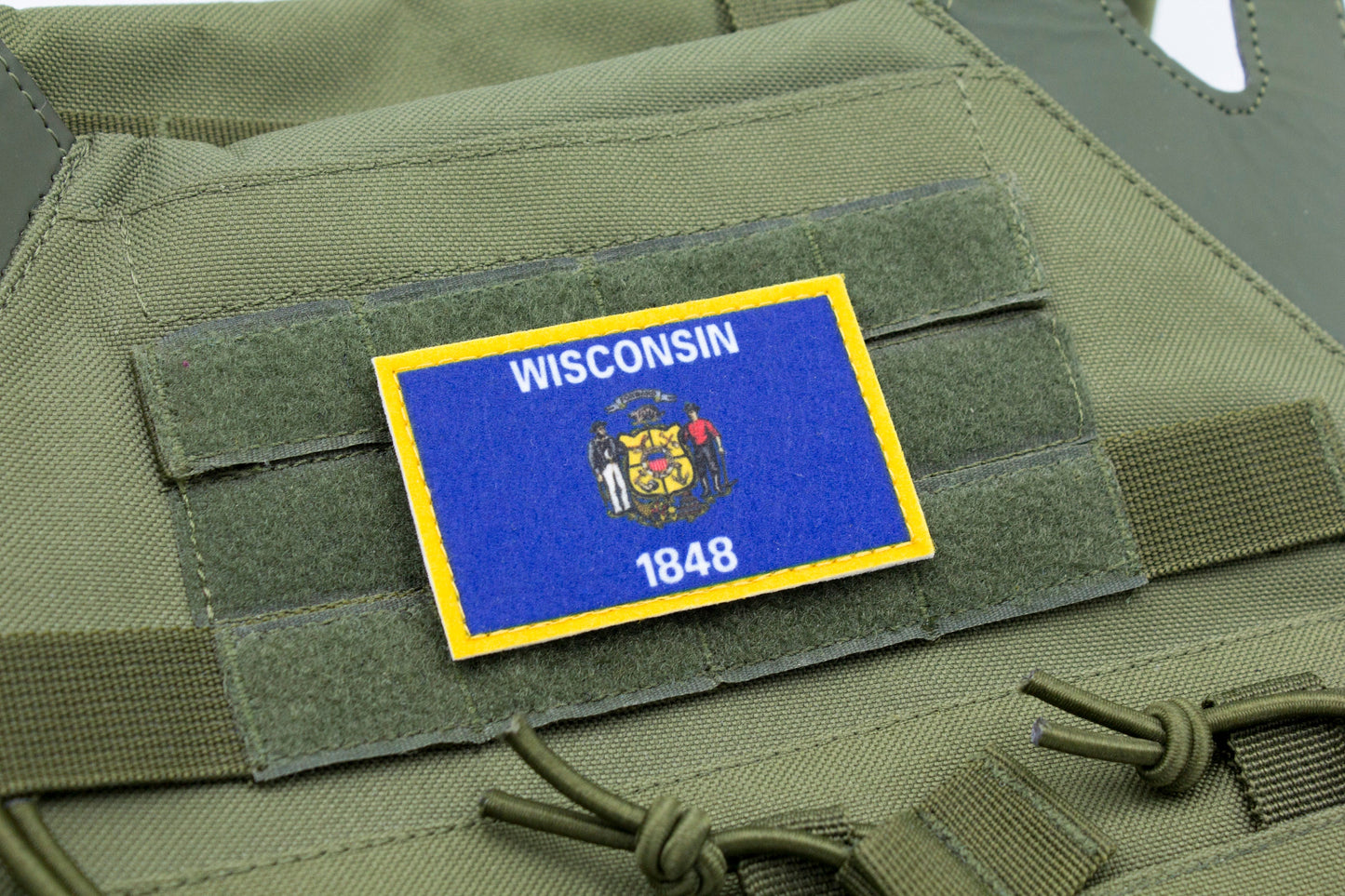 Wisconsin flag patriotic hook and loop patch