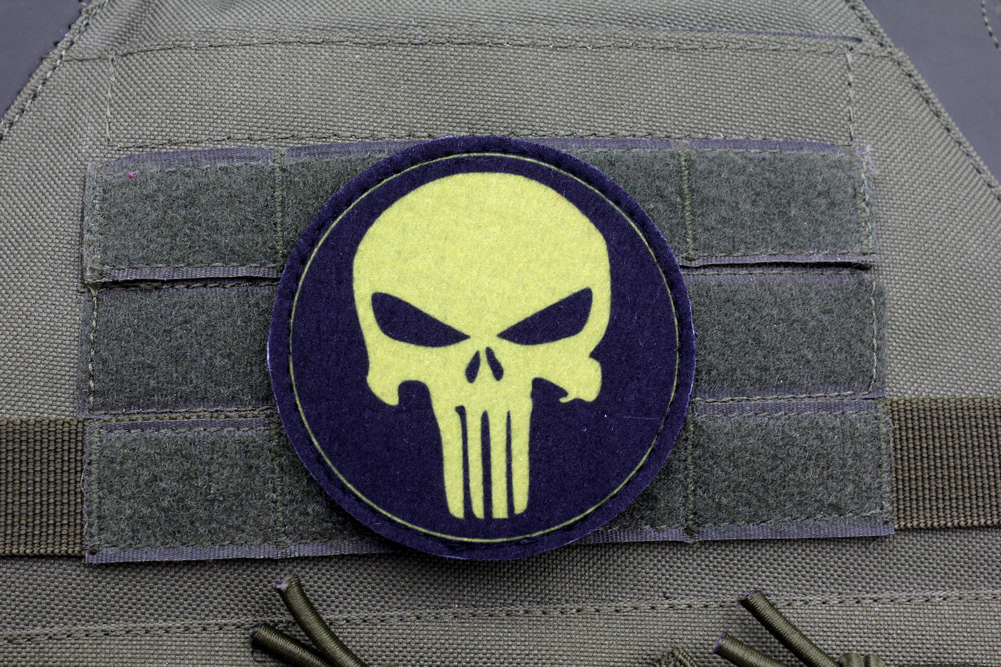 Green Skull hook and loop morale patch