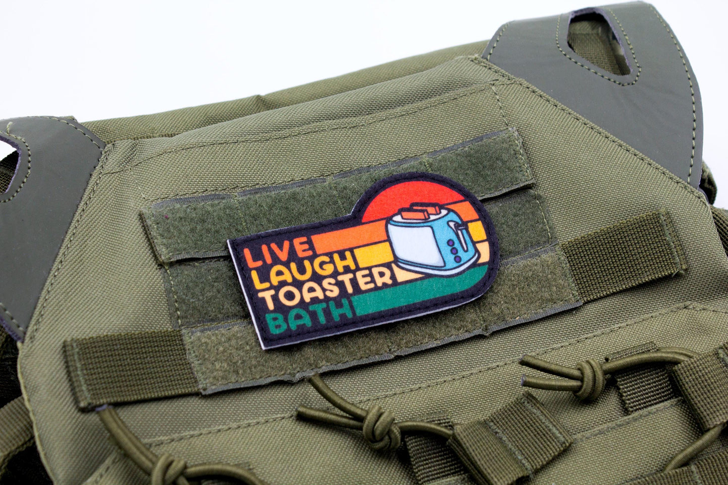 Live Laugh Toaster Bath hook and loop morale patch