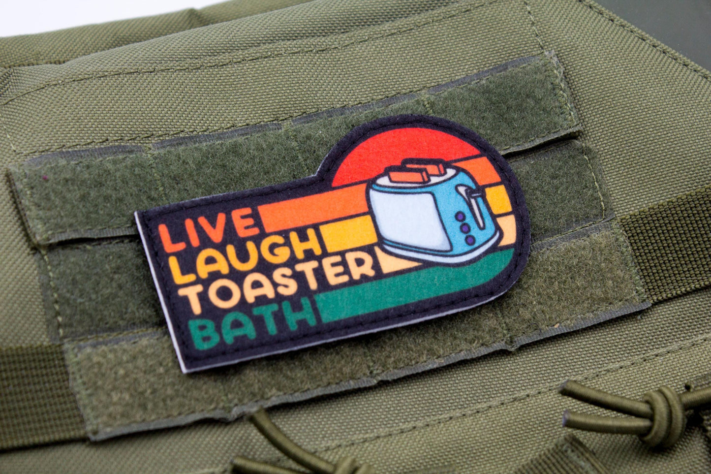 Live Laugh Toaster Bath hook and loop morale patch