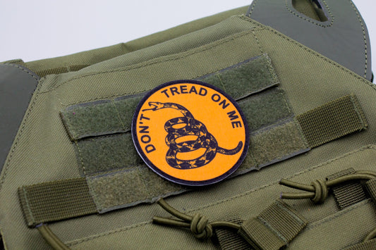 Dont Tread On Me Gadsden patriotic hook and loop patch ORANGE