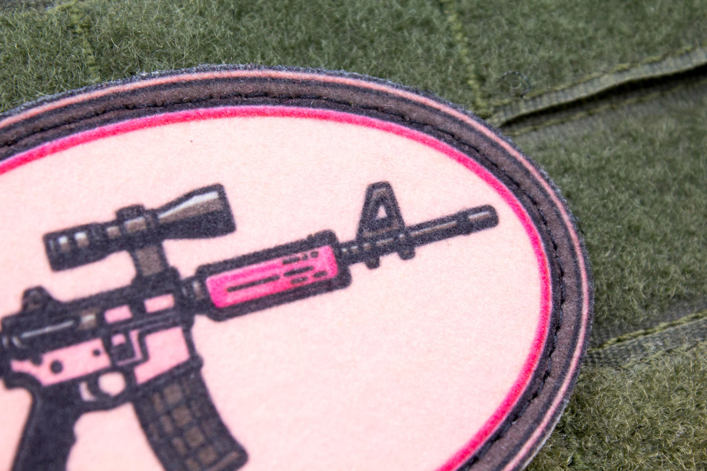 Pink gun hook and loop morale patch