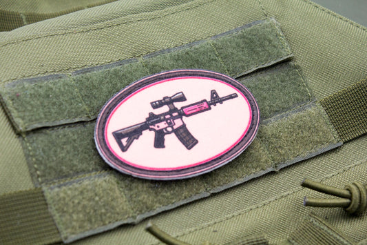 Pink gun hook and loop morale patch