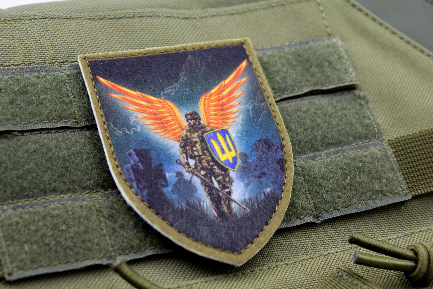 Soldier with angels wings hook and loop patch