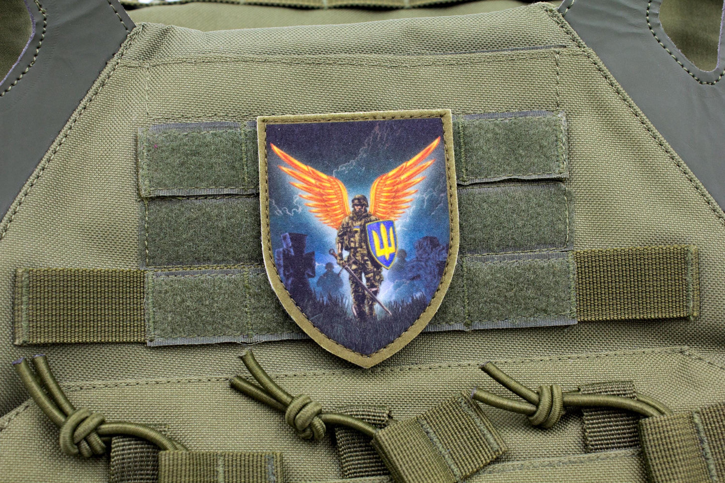 Soldier with angels wings hook and loop patch