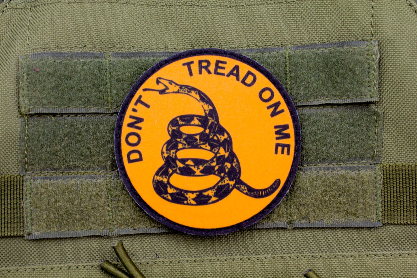 Dont Tread On Me Gadsden patriotic hook and loop patch ORANGE