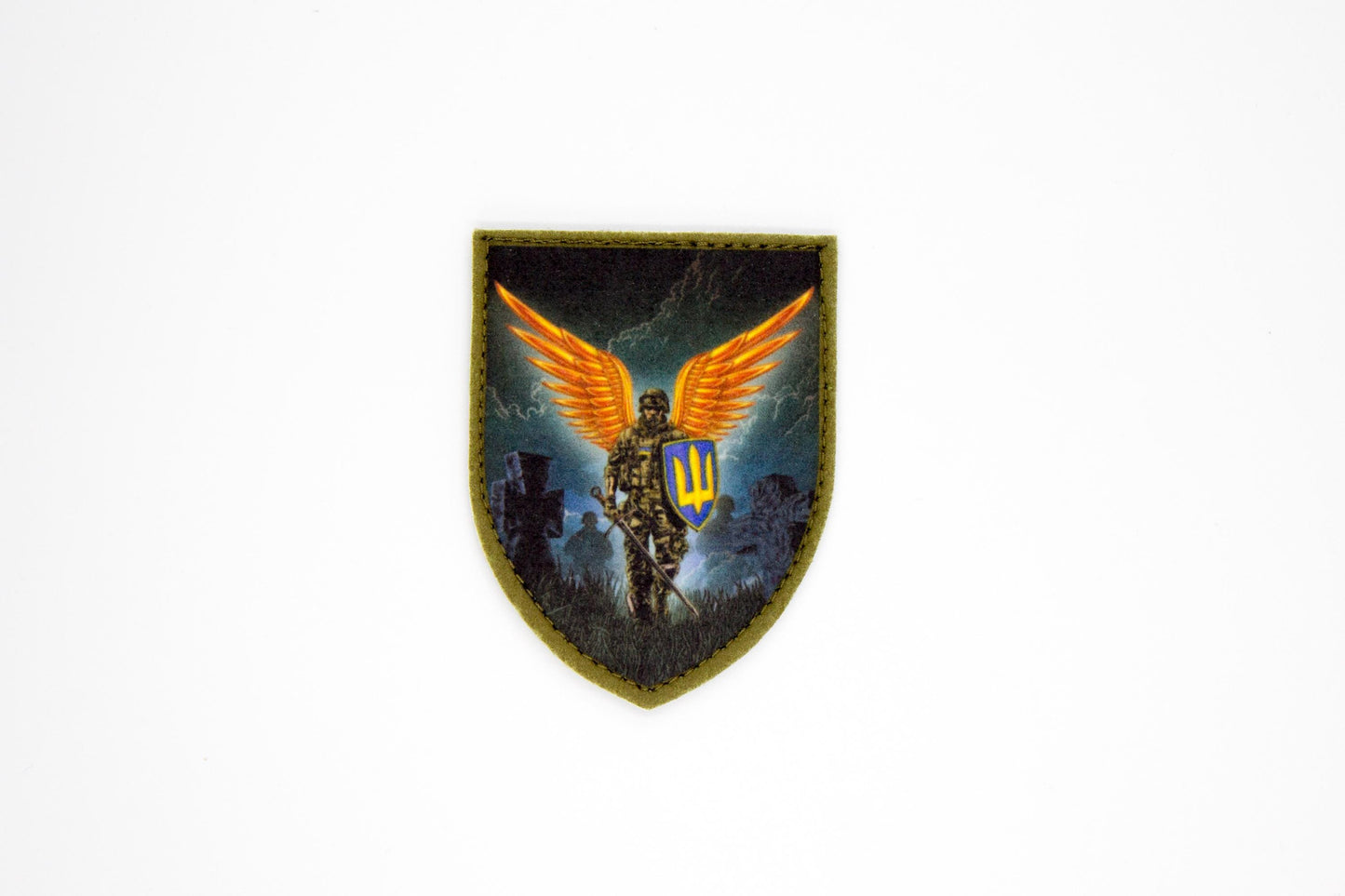Soldier with angels wings hook and loop patch