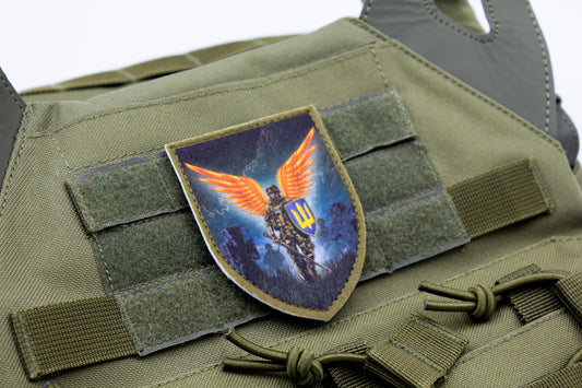 Soldier with angels wings hook and loop patch