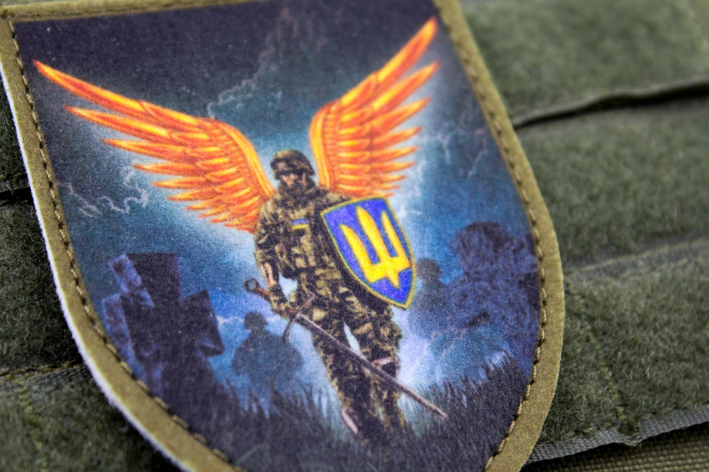 Soldier with angels wings hook and loop patch