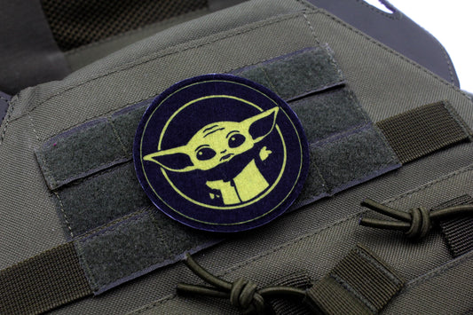 Grogu Baby Yoda hook and loop morale patch Mandalorian Parody Fan Art