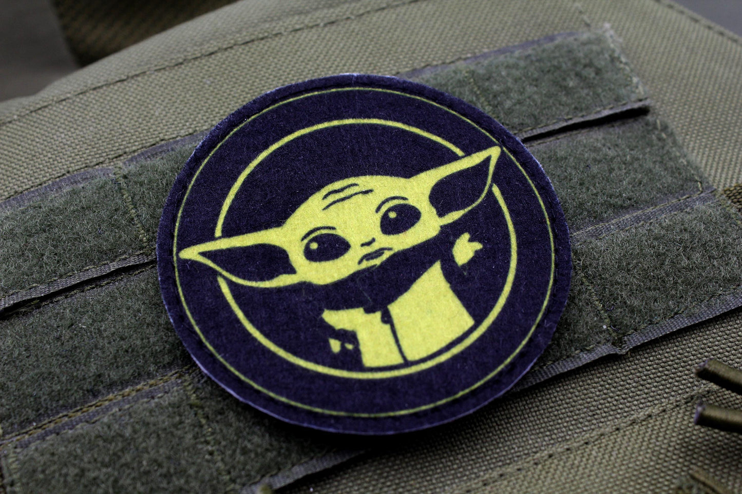Grogu Baby Yoda hook and loop morale patch Mandalorian Parody Fan Art