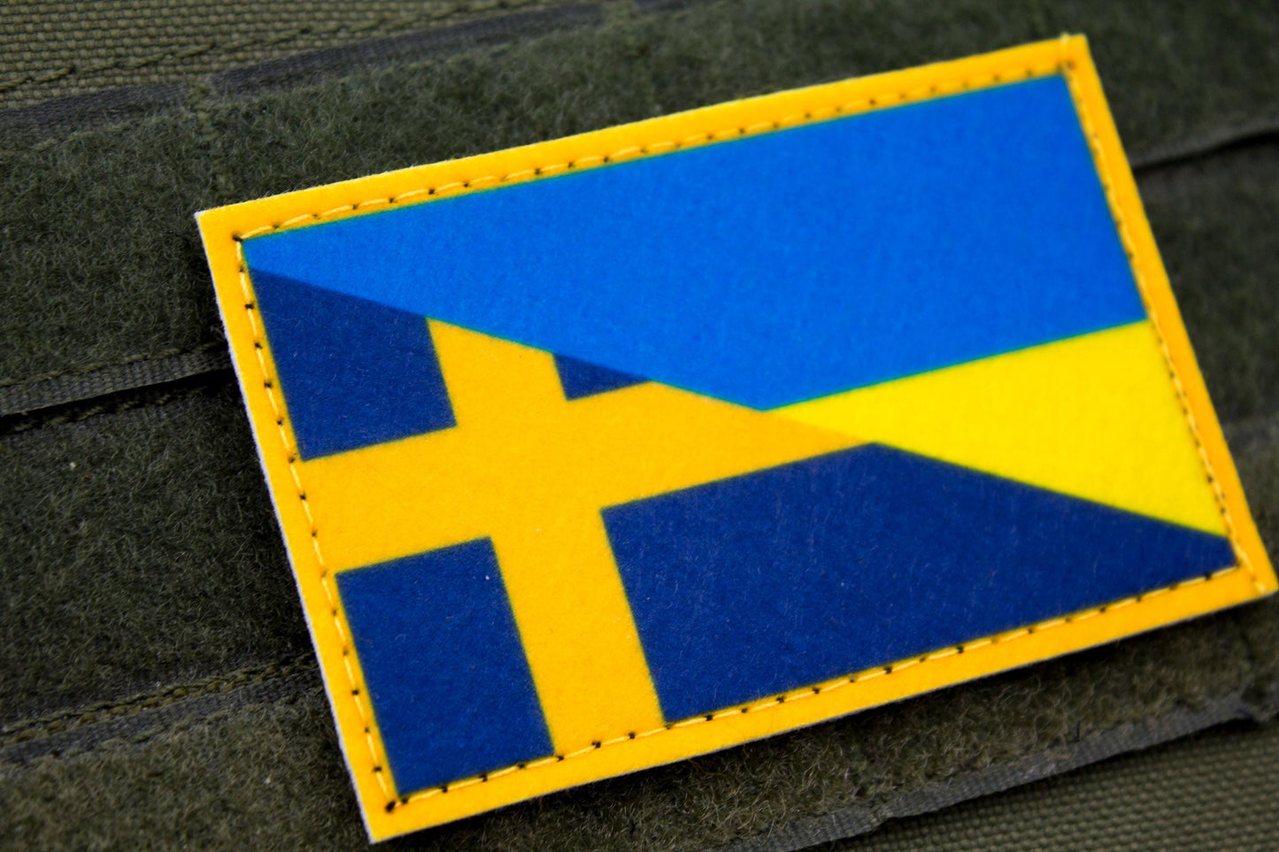 Sweden and Ukraine Flag hook and loop patch Sveriges flagga