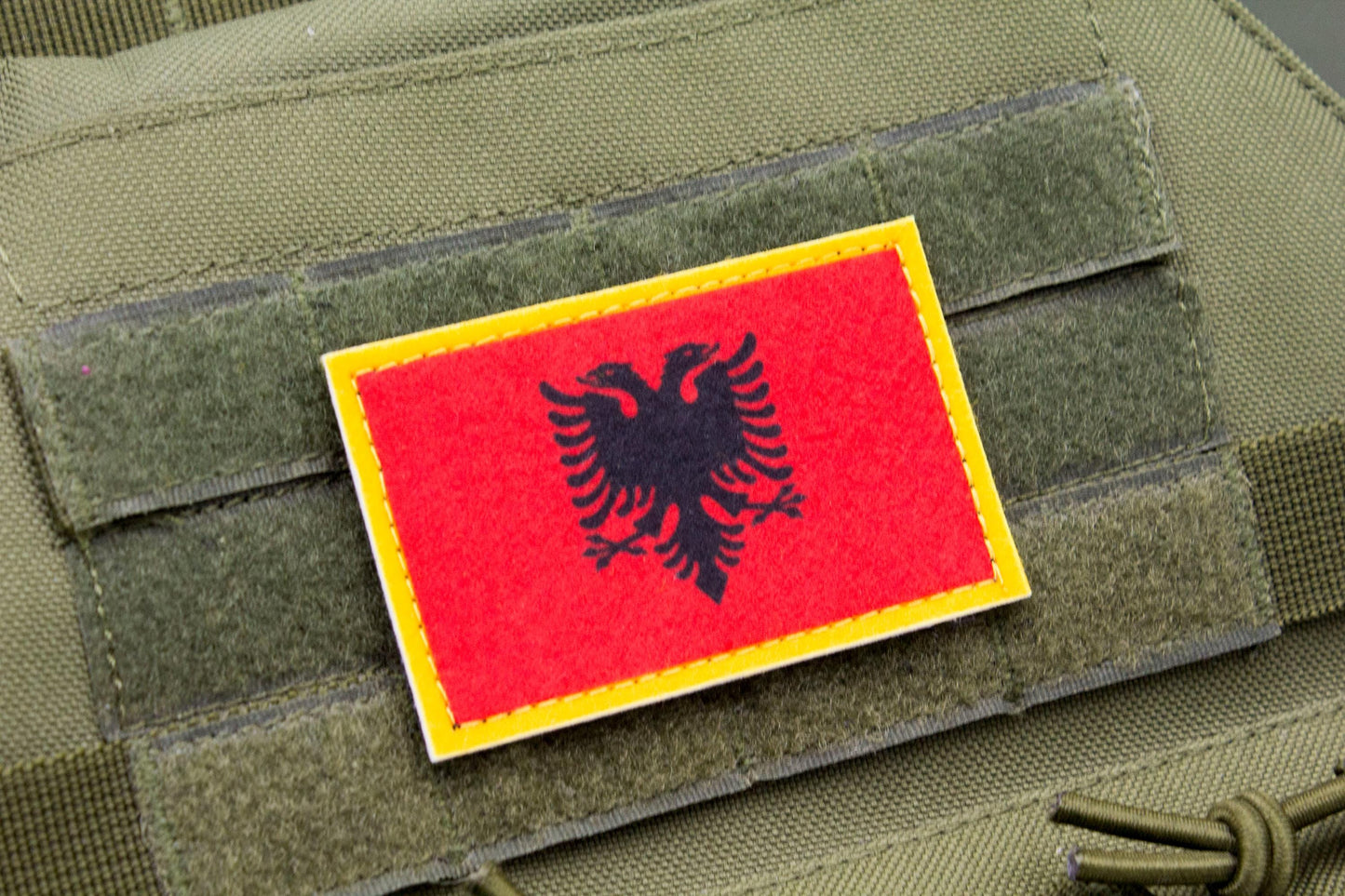 Albania flag hook and loop patch Flamuri i Shqipërisë