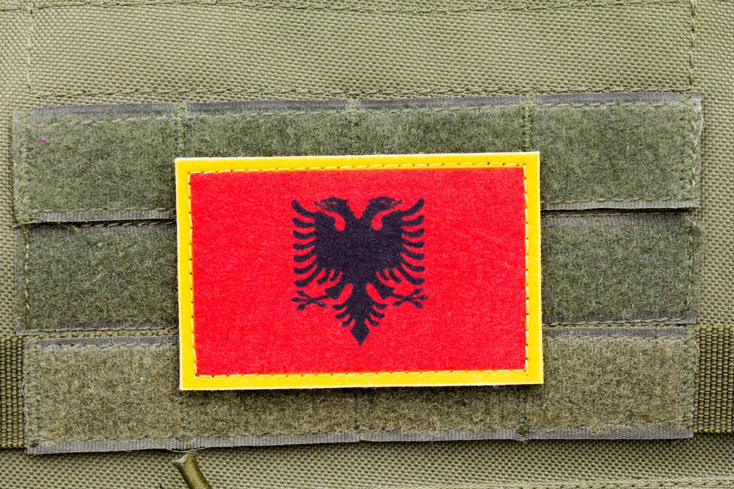 Albania flag hook and loop patch Flamuri i Shqipërisë