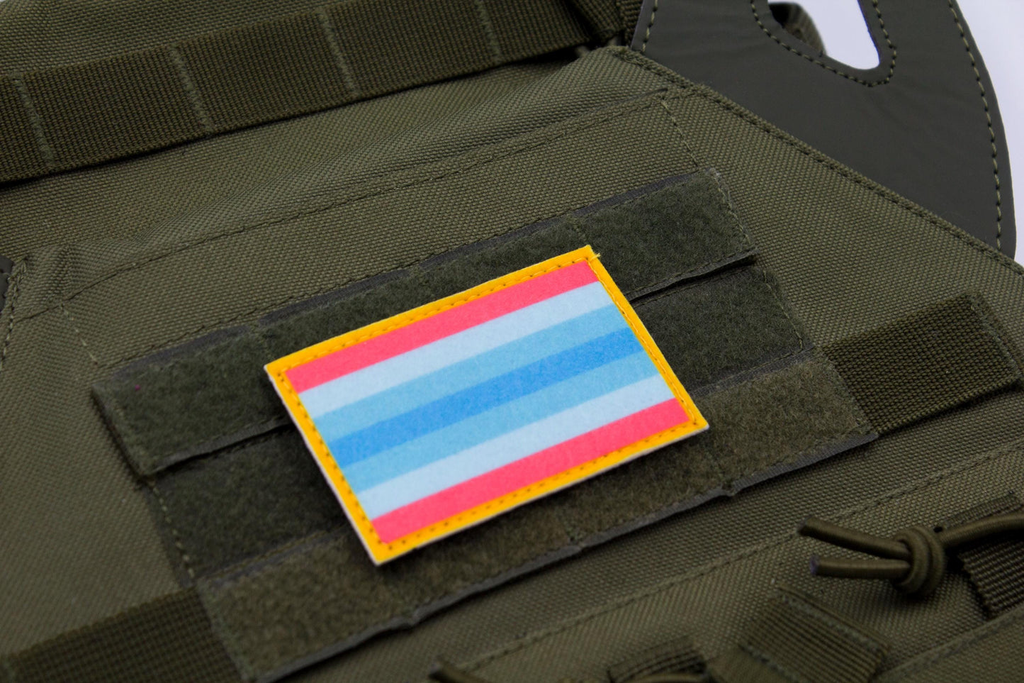 Trans man LGBTQ flag hook and loop patch