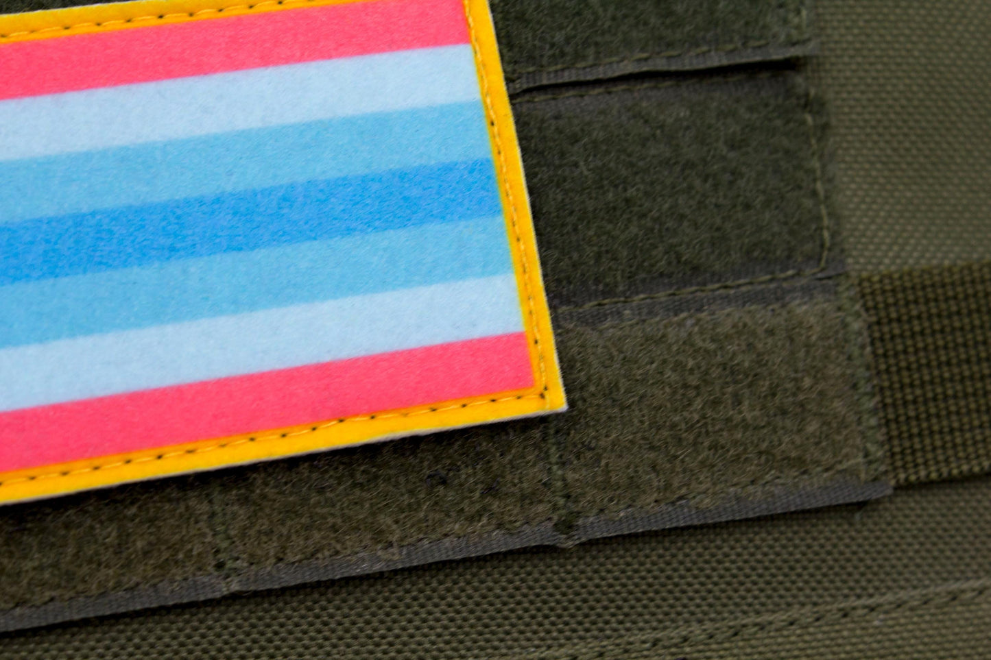 Trans man LGBTQ flag hook and loop patch