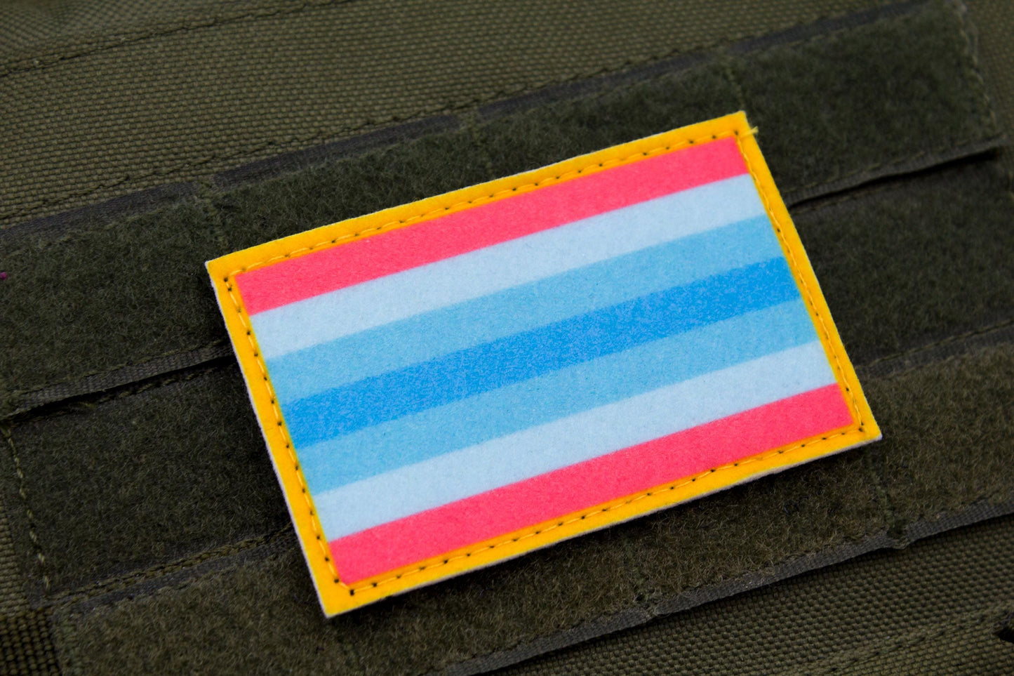 Trans man LGBTQ flag hook and loop patch