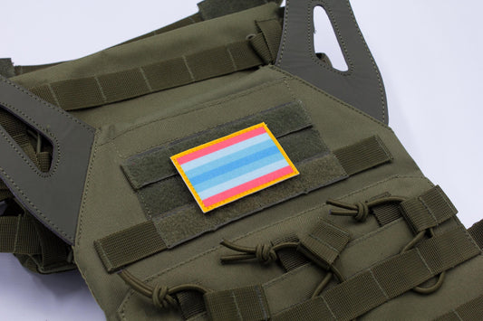 Trans man LGBTQ flag hook and loop patch