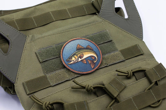 Pike fishing hook and loop morale patch