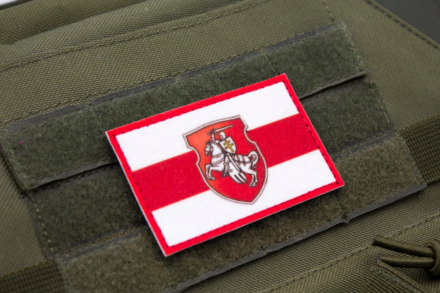 Belarus flag hook and loop patch Pahonia Coat of Arms