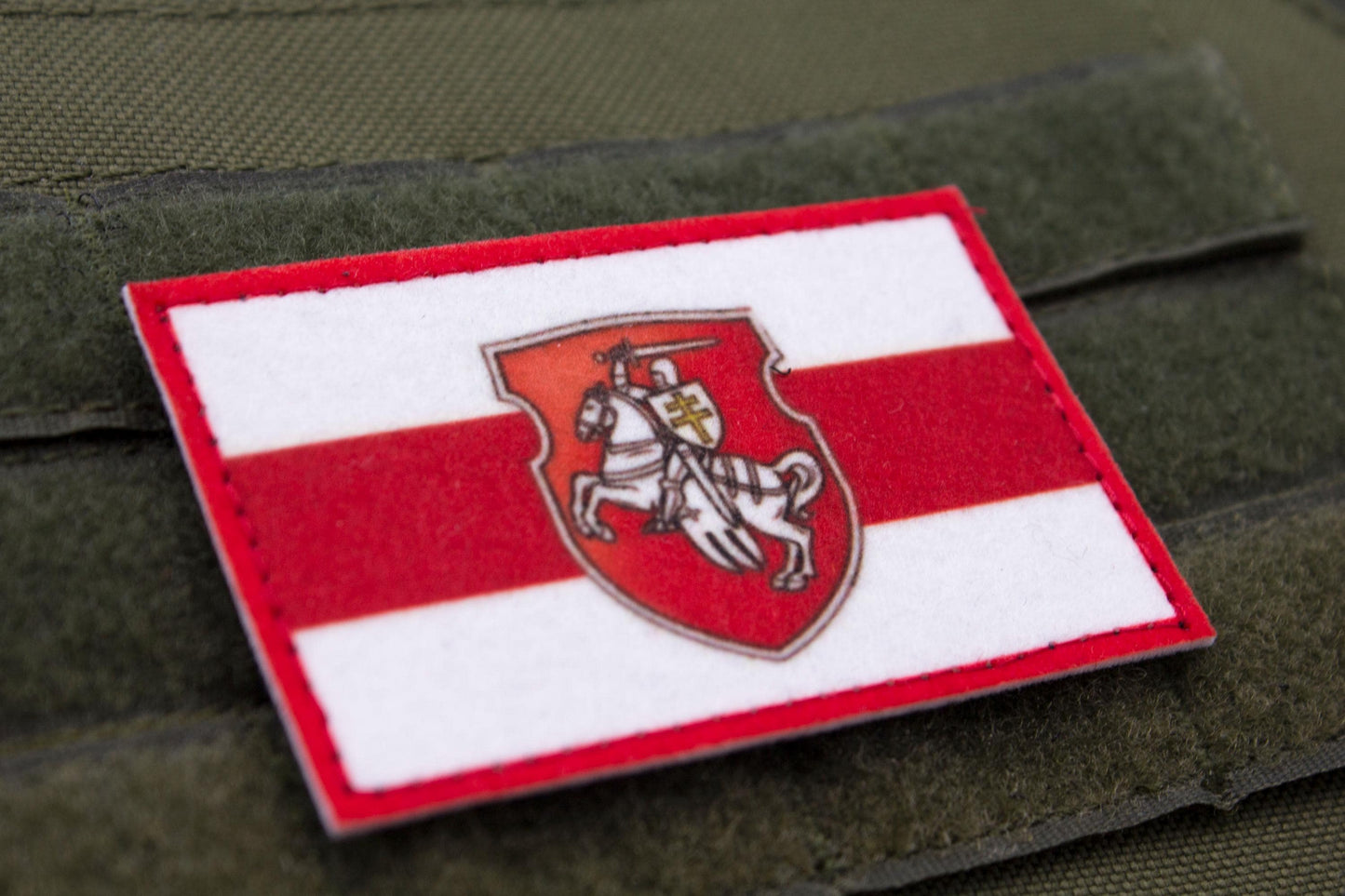 Belarus flag hook and loop patch Pahonia Coat of Arms