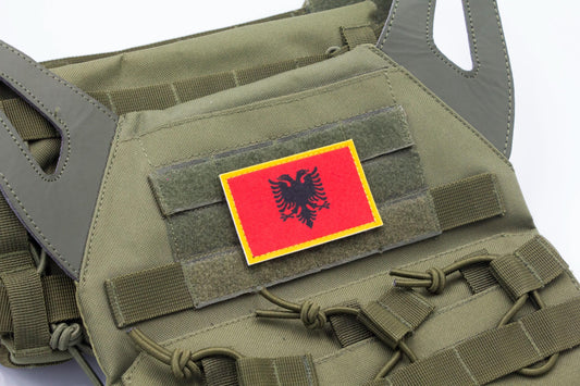 Albania flag hook and loop patch Flamuri i Shqipërisë