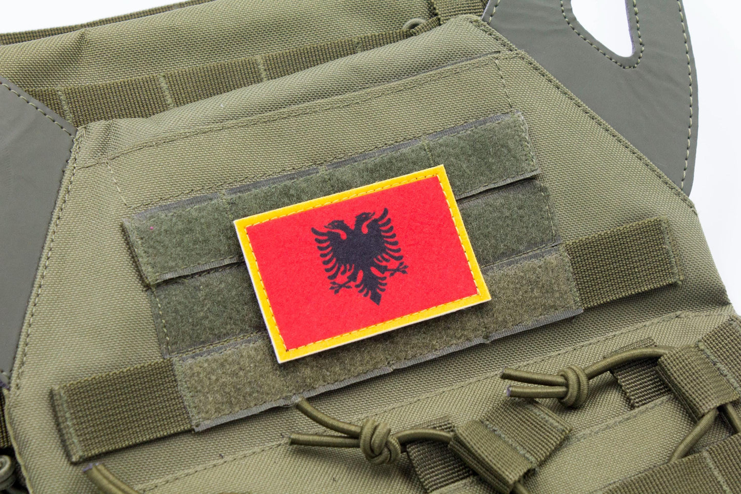 Albania flag hook and loop patch Flamuri i Shqipërisë