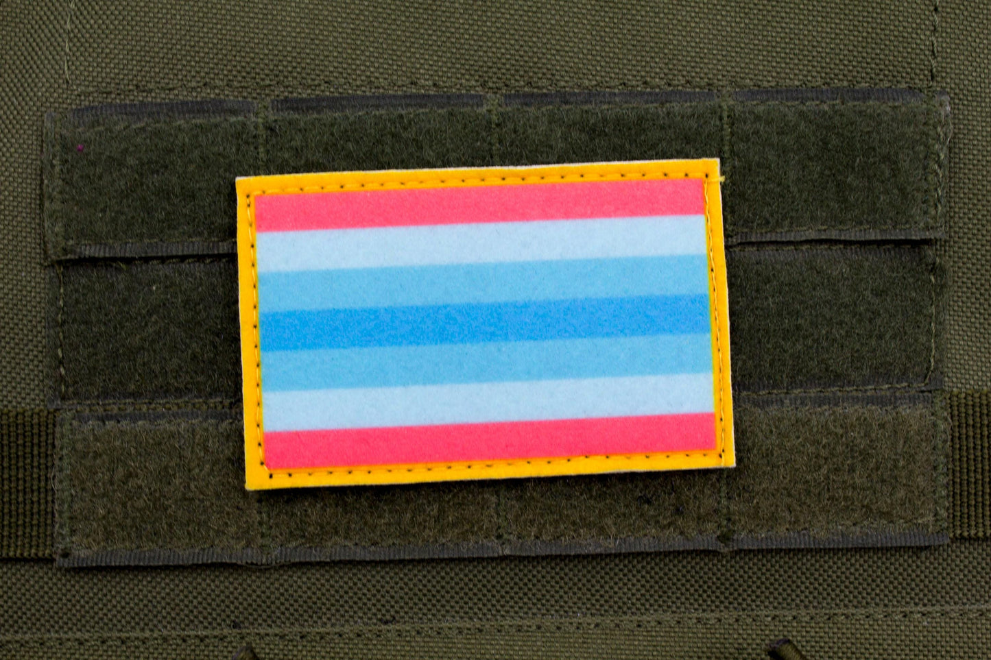Trans man LGBTQ flag hook and loop patch