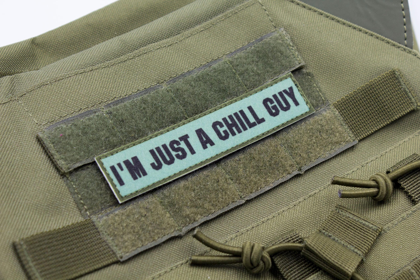Chill Guy meme blue stripe hook and loop morale patch